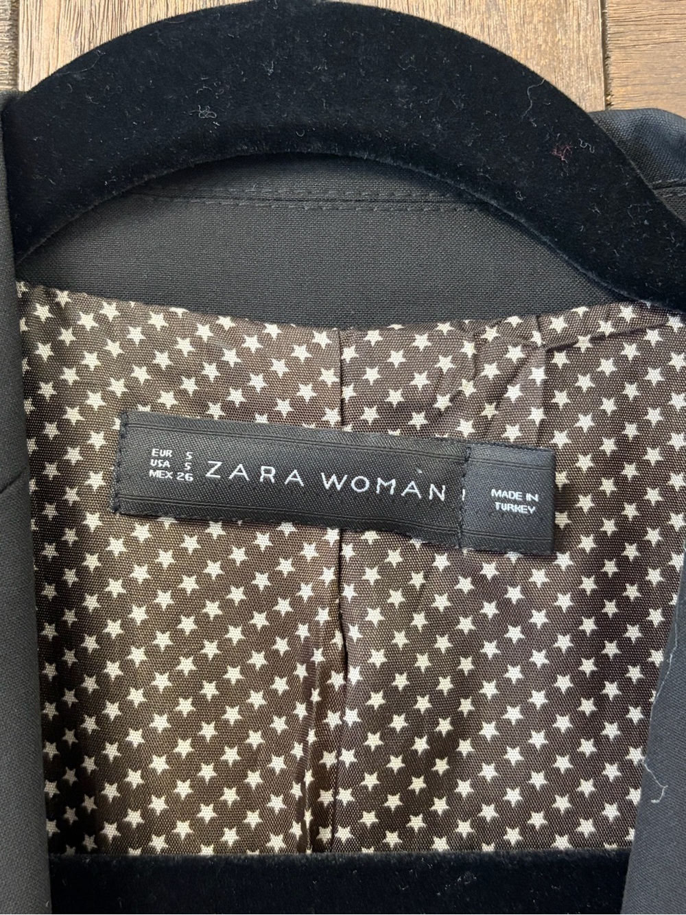 Zara Woman Classic Tailored Blazer with Star Print Lining Black Size Small - Picture 5 of 9